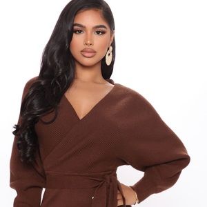 Sweater Midi Dress In Chocolate Sz XS